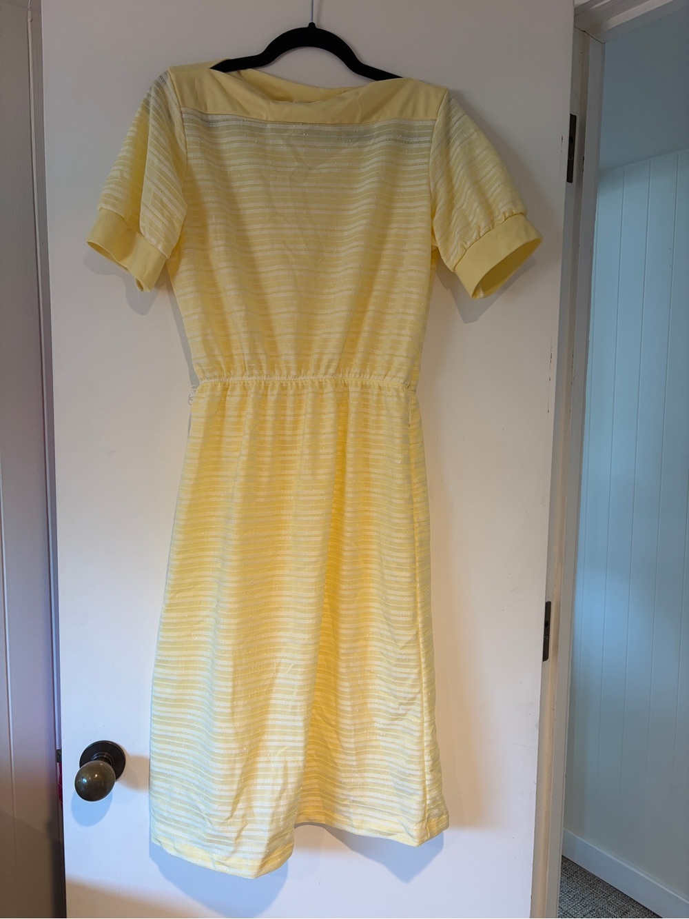 Yellow Striped Short-Sleeve Women’s Vintage Dress